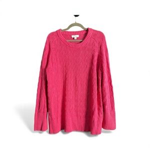 Free Assembly Hot Neon Pink Cable Knit Sweater size XL